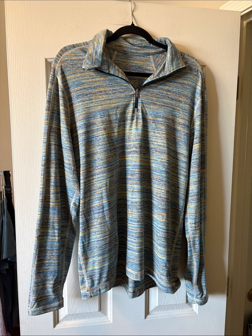 Lululemon Mens Surge Warm 1/4 Zip Stretch Pullover Heathered Space Dye size M/L